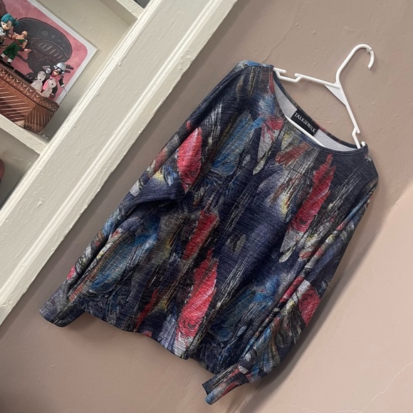 🏷️ 🆕 🎉 nwt! • multicolor abstract metallic knit floral scoop neck top - Picture 9 of 17